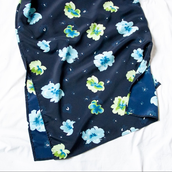 Y2K Navy Floral Tie Back Dress - Picture 4 of 7